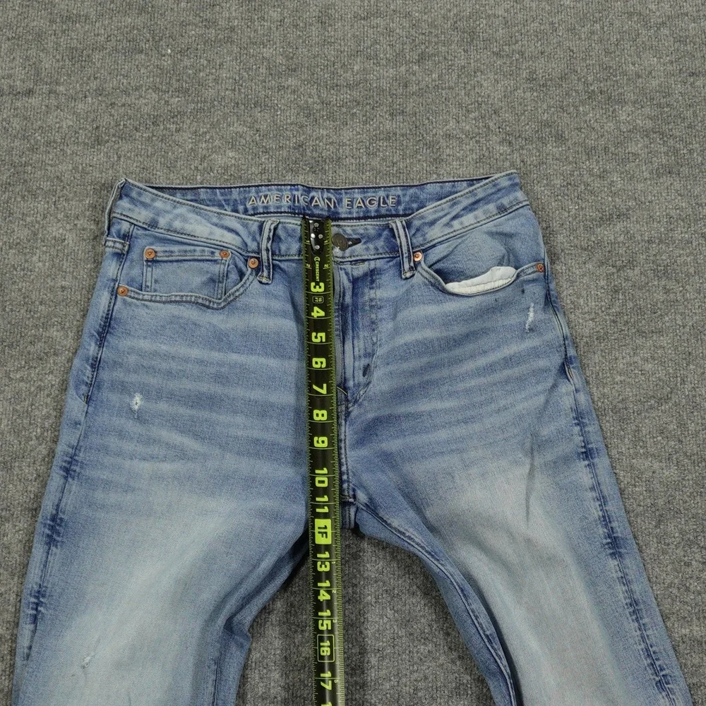 American Eagle Jeans Men 32x36 Blue Relaxed Straight Airflex+ Light Wash Stretch